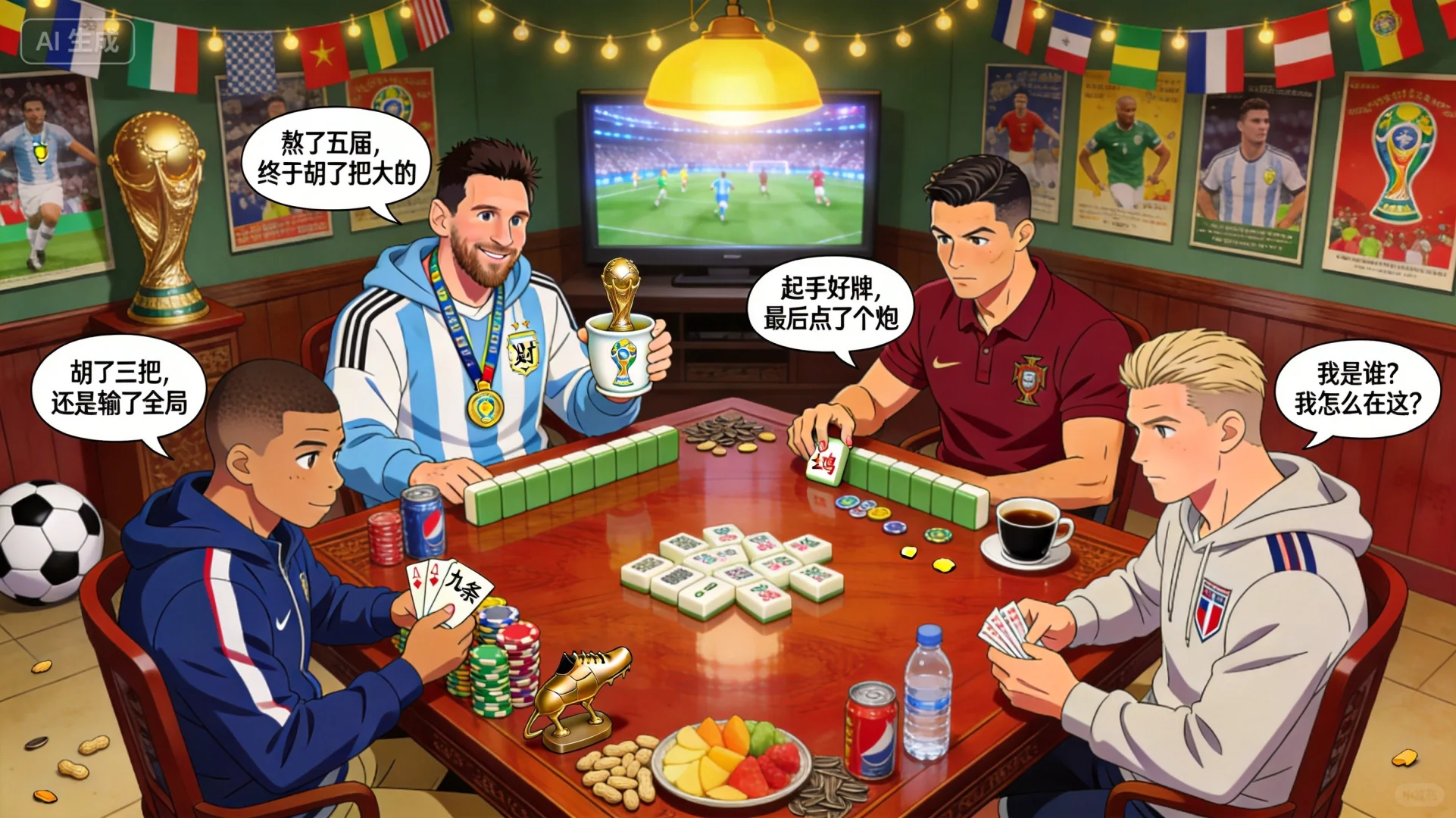 用麻将打开世界杯，个个都是梗