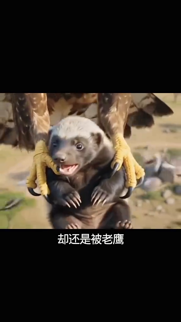 老鹰捕猎平头哥幼崽的怜悯死神。
自天空骤然降临，转瞬之间高原幼崽被猛雕掳向高空。