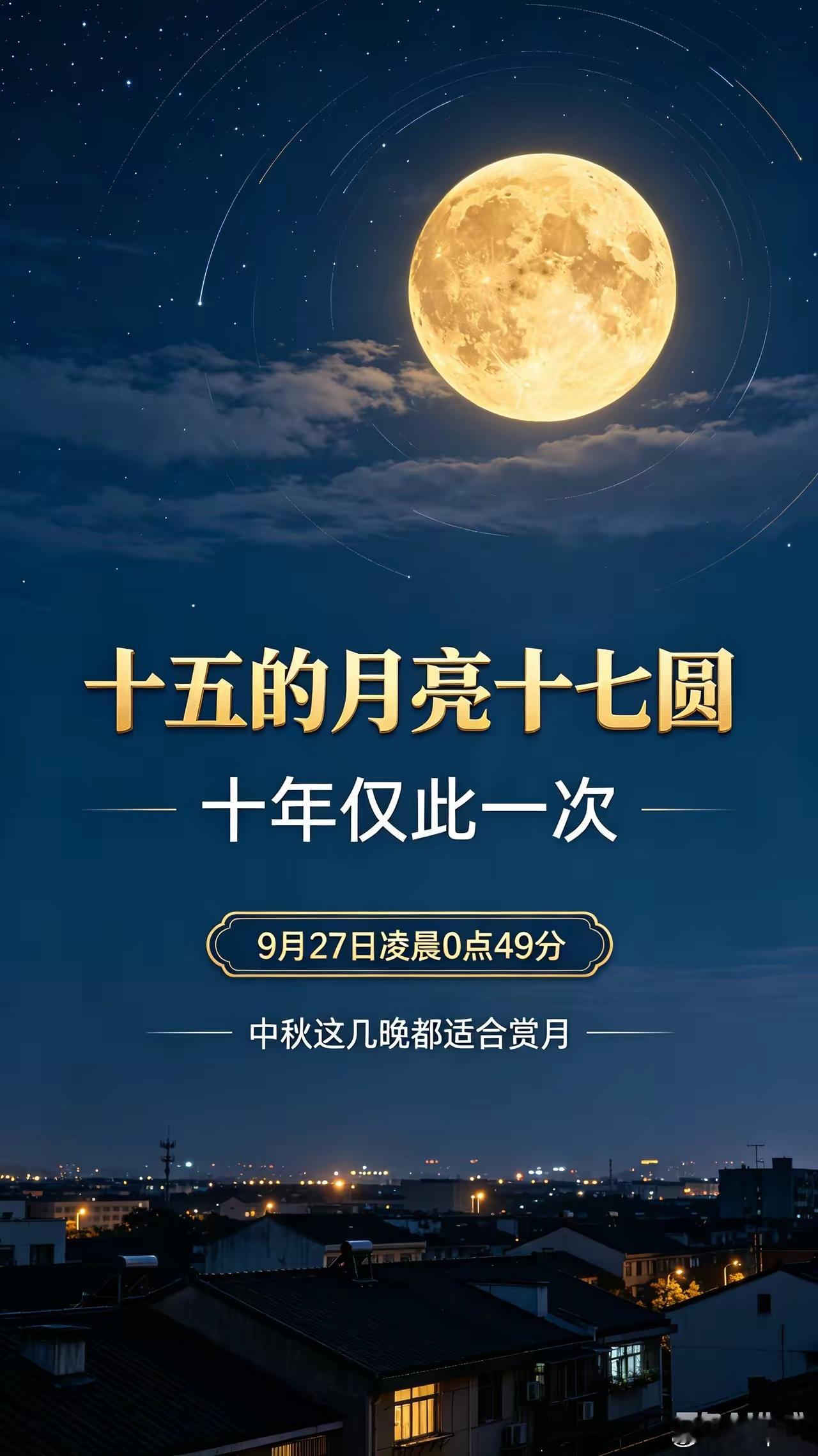 ❤️2026·9·28
   星期一  农历八月十八
   昨天获知，今年的月亮是十七圆，而不是常说的十六圆。原因是月球运行的轨道和速率所至。轨道是椭圆；速率是离地球速度远慢近快各不同。如此月球从朔到望即满月就需14到15天之多，在十五或十六满月的偏多，在十七满月的极少。月，终将会圆，这是天体规律，又 ​