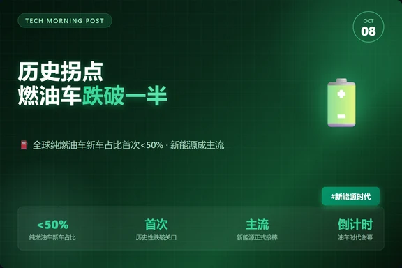 历史拐点！燃油车销量首次跌破一半