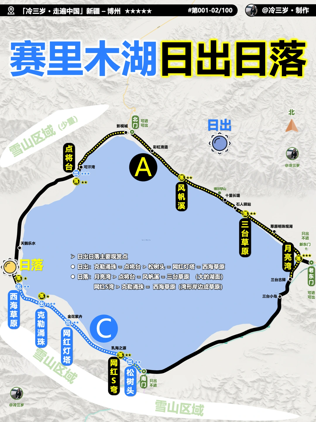 赛里木湖日出日落最佳位置，怎么选择对比
