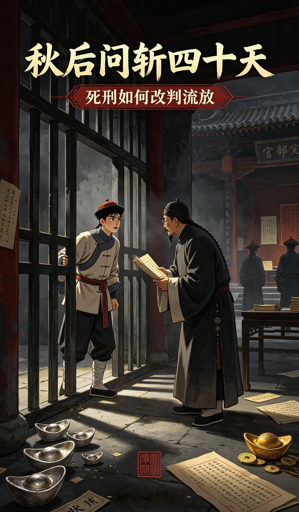 大清奇案：死刑犯如何靠银子改判流放

一位富家少爷失手打死了人，被官府判了秋后问斩，距离行刑，只剩下短短四十天，案情已定，案子根本没有翻案的可能。
 
家里人急得团团转，拿出三千两银子，请当地周师爷想办法救人。
周师爷看完案卷，直言：案子铁证如山，想要翻案活命，完全做不到。但还有一条路 ​