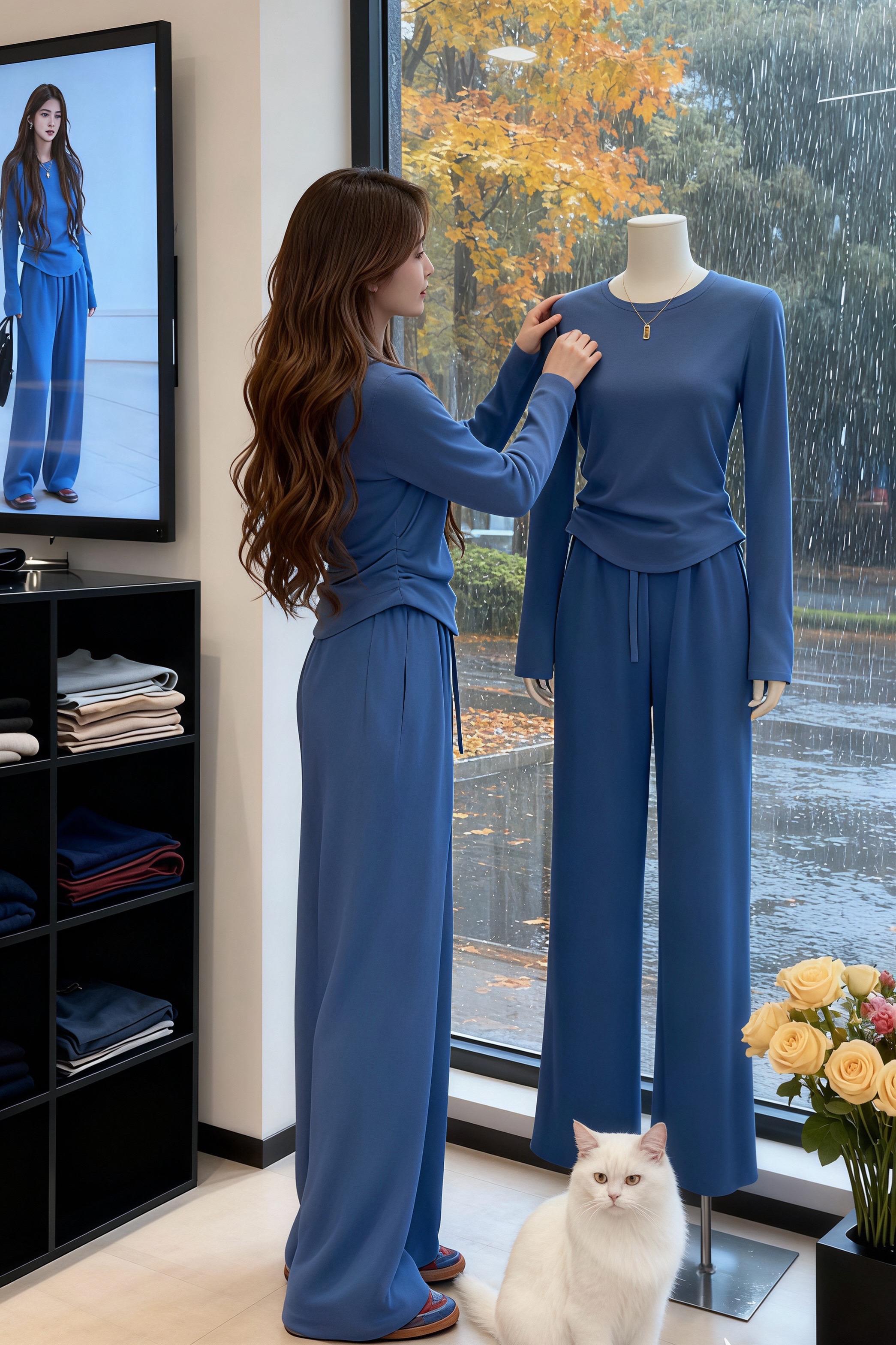 宝子们！这套雾霾蓝套装我真的一眼沦陷～谁穿谁是气质小姐姐！  上衣是修...