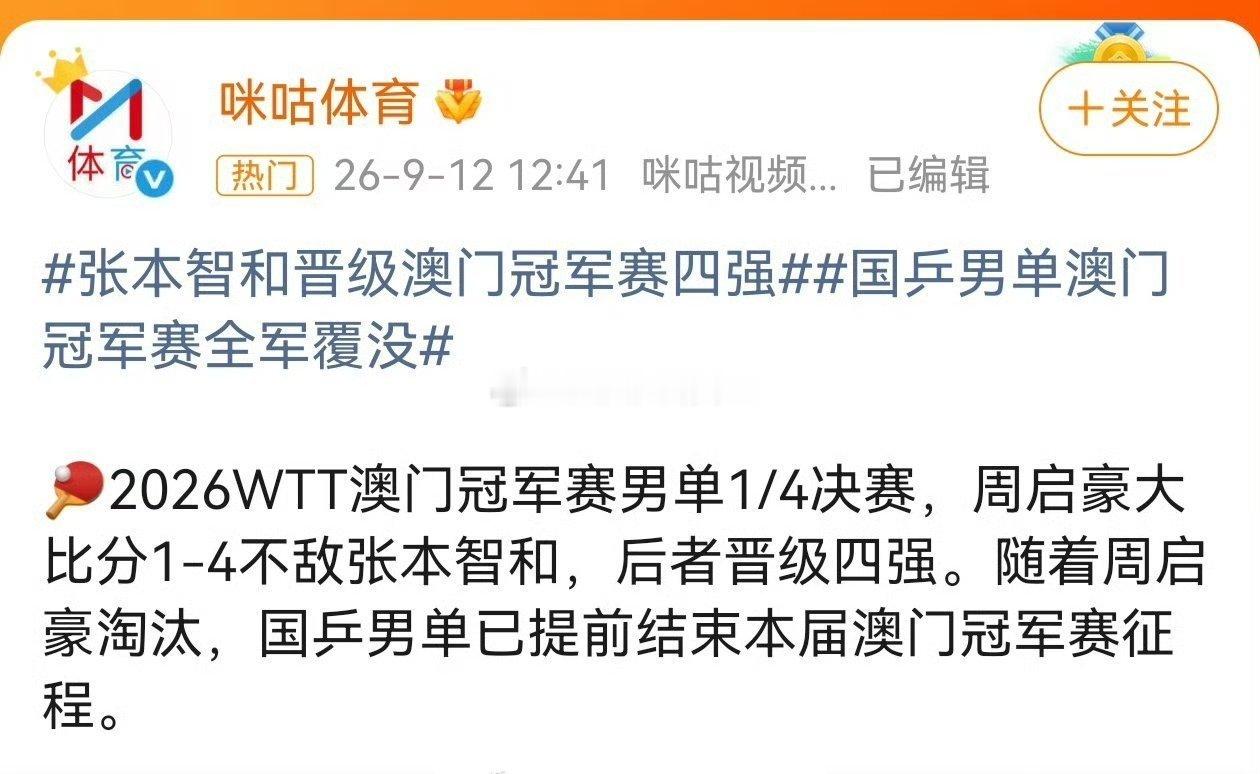 国乒男单全军覆没...

据说，中国球迷一直有一个梦想，有一天中国男足能达到跟中国乒乓球队一样的水平～

嗯，越来越像了...[拜拜][拜拜][拜拜] ​