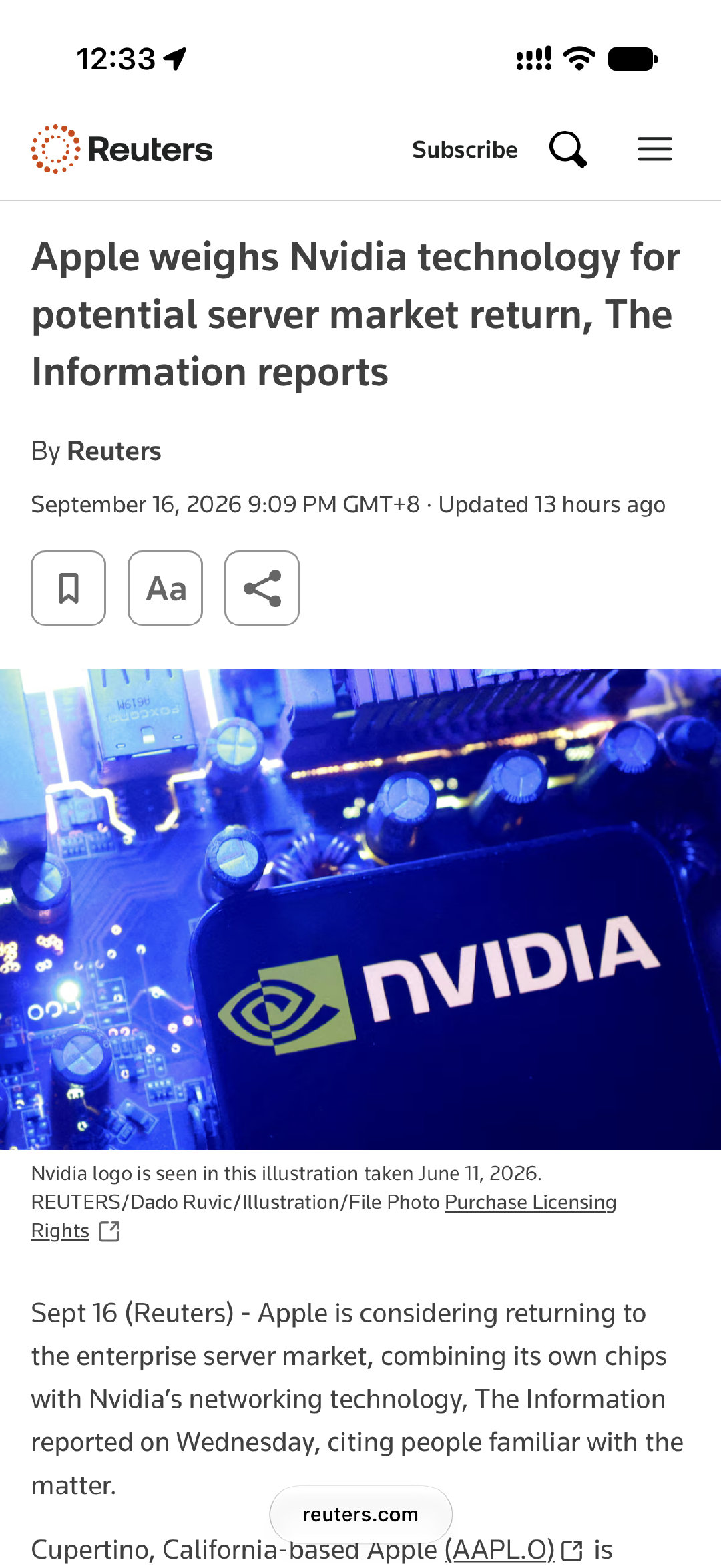 苹果正在计划重返服务器市场，M8 Ultra 处理器搭载英伟达 NVLink Fusion ​