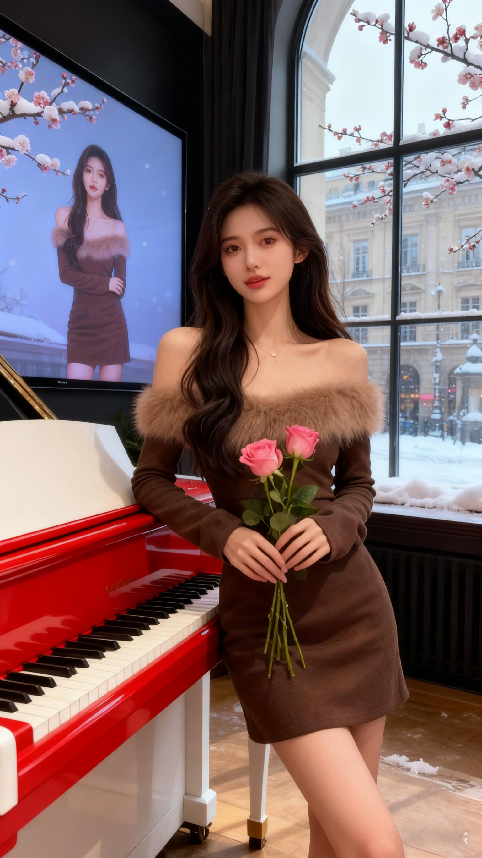 <p>图文伙伴计划 法式名媛御姐范连衣裙气质美女 甜美系 弹钢琴的小姐...