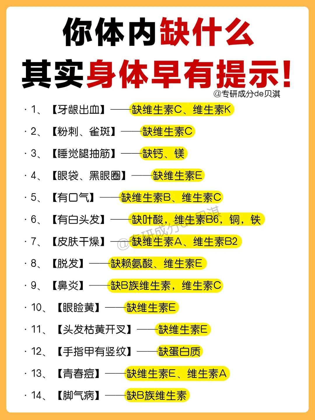 🔥1分钟自查❗️缺乏维生素如何食补👆🏻