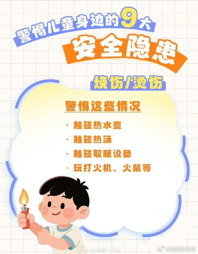 【育儿小贴士】#2岁女童洗澡被独留浴室重度烫伤# 家长要盯紧高危场景、收纳危险物品，给孩子做好安全教育！#青春无毒秦韵长安# ​