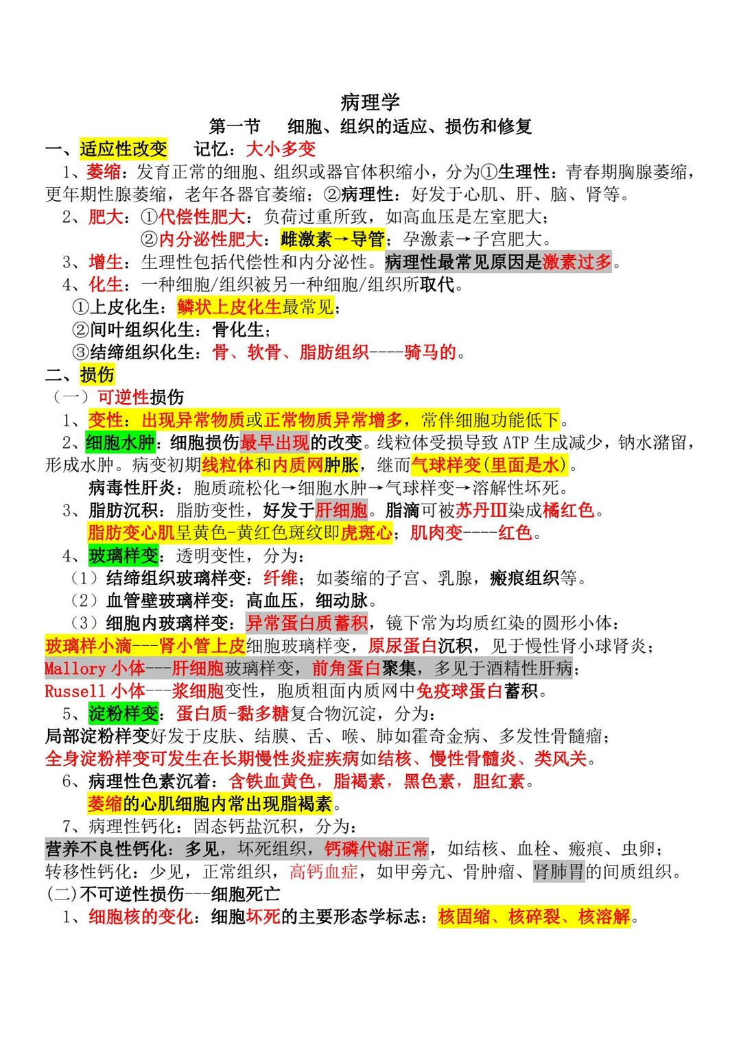 考试不愁——病理学笔记总结🔥