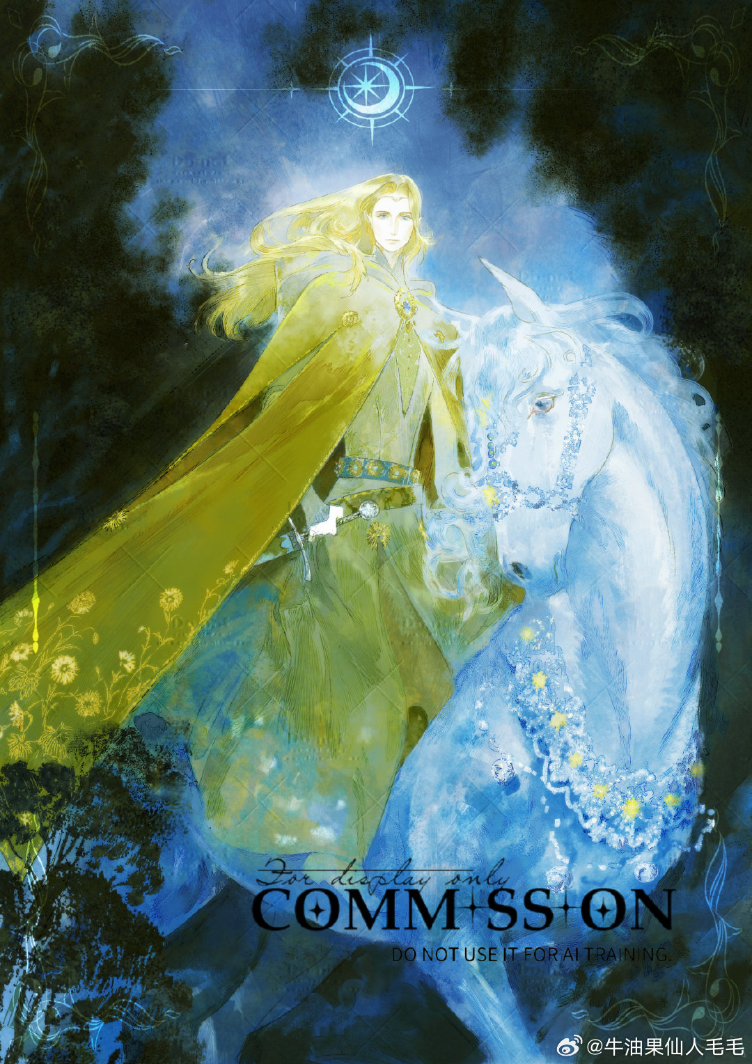 #精灵宝钻[超话]##指环王[超话]##Glorfindel#
“阴影中，白马遍体生光，奔驰如风。暮色里，马的辔头闪烁生辉，仿佛镶满了犹似天上繁星的宝石。骑手的斗篷在身后飘飞，兜帽也掀了开来；疾驰中他一头金发随风飘扬，泛着微光。在弗罗多看来，有团白光就像透过一层薄纱那样，从骑手周身及服饰中散发出来。 ​