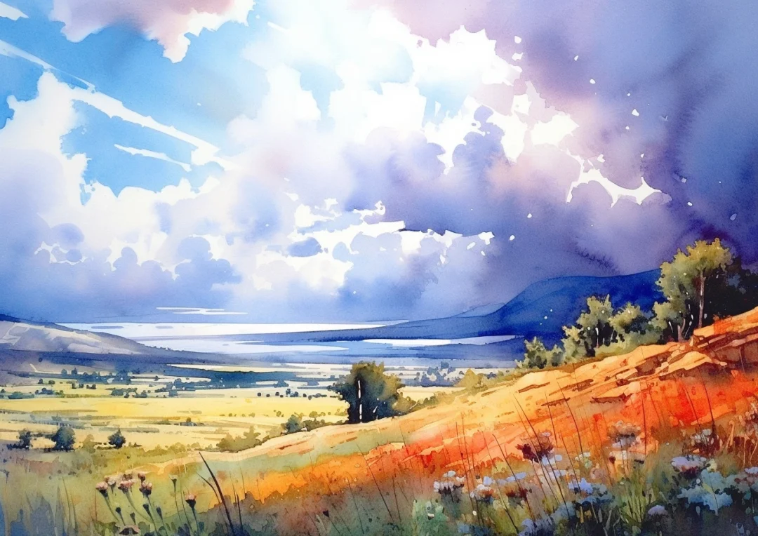 草原风光，天高云野阔