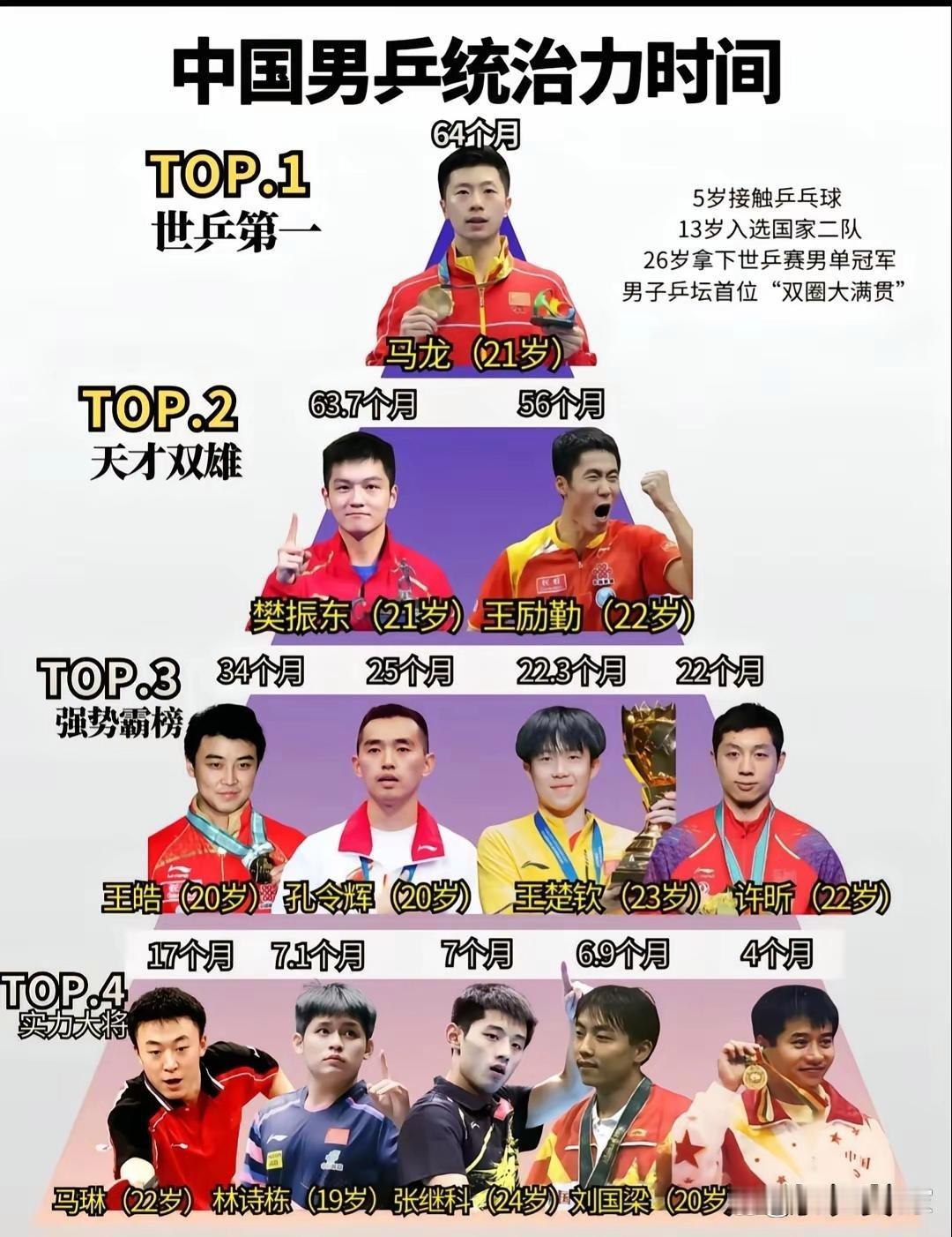 中国男乒最强选手排行榜 ​