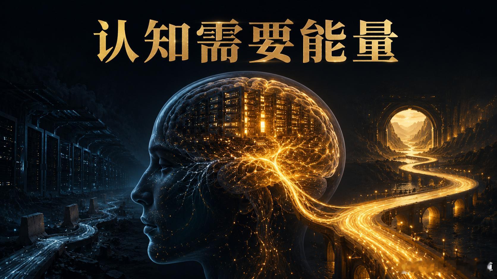 认知需要能量

人工智能需要消耗大量电力。

模型越大，算力越强，背后需要的数据中心、芯片、网络和散热系统也越庞大。没有稳定的能源，再先进的算法也无法运行。

人的大脑也是如此。

大脑只占人体重量的大约2%，却消耗了人体约20%的能量。它就像人体内的一座高密度数据中心，体积很小，却必须昼夜 ​