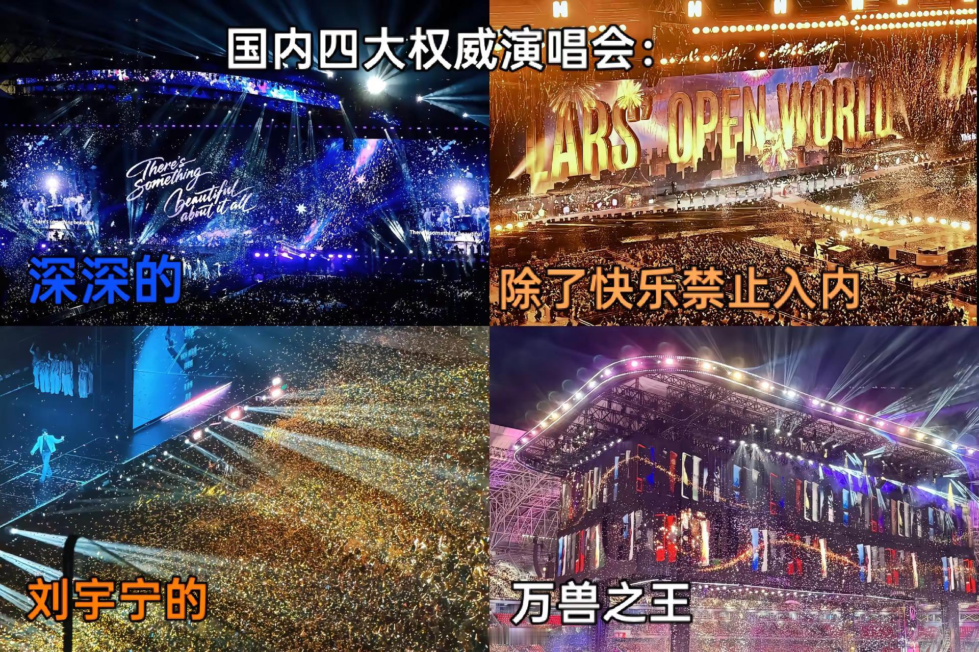 国内四大权威演唱会：深深的                                      刘宇宁的                                      万兽之王                                       除了快乐禁止入内