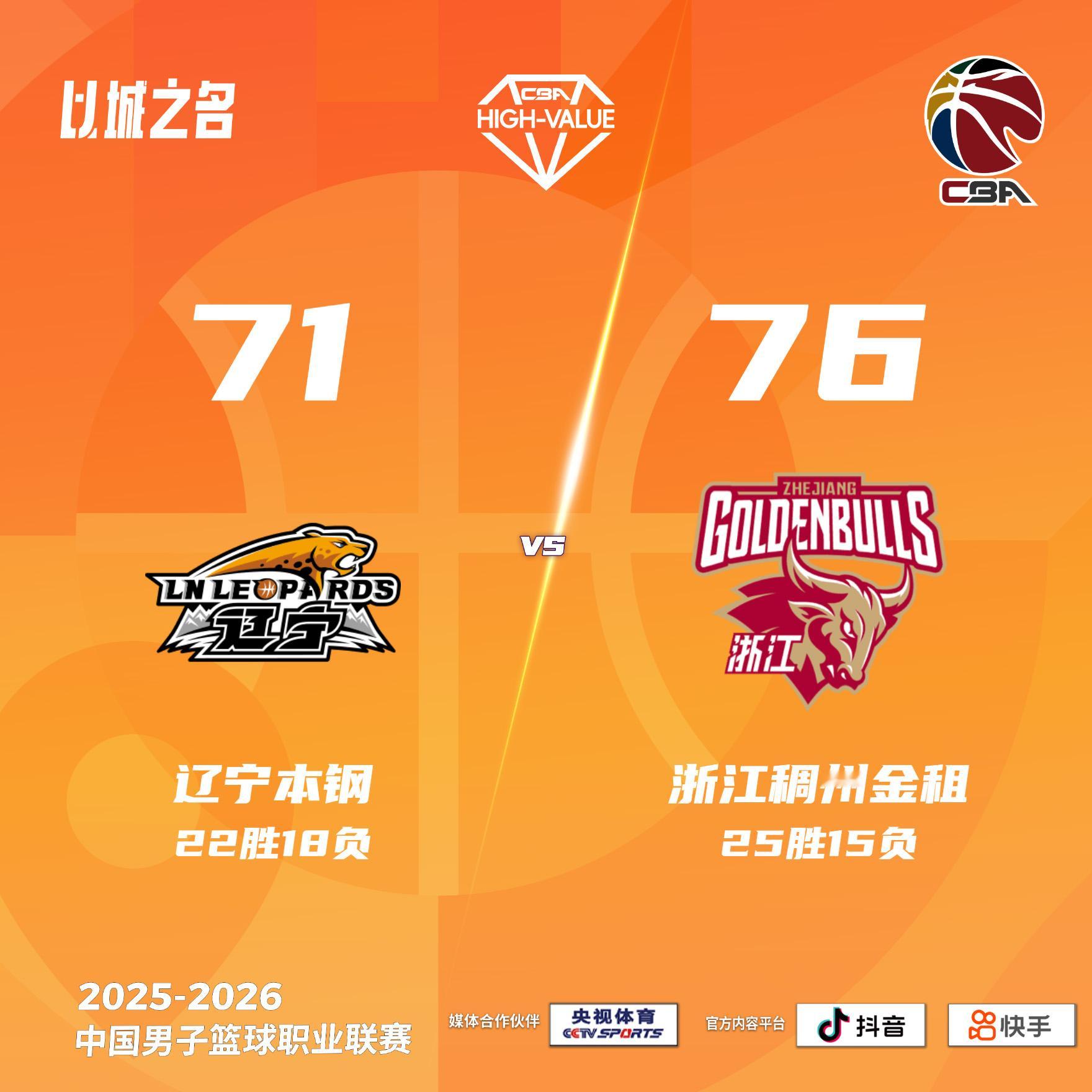 辽宁本钢 71-76 浙江稠州金租辽宁本钢：莫兰德13分12篮板3助攻...