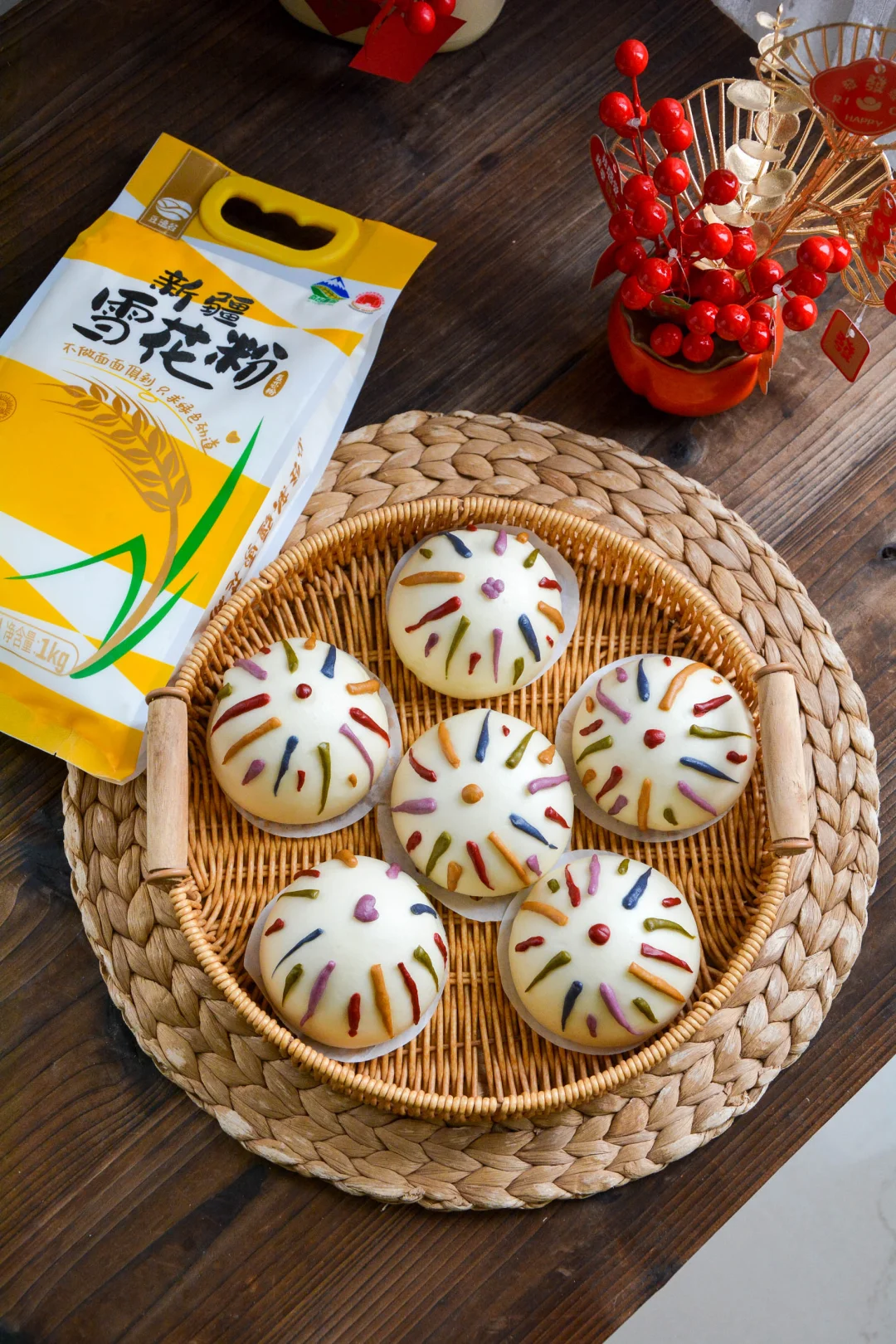 烟花芋泥馒头，新年氛围感有了🎊🎉