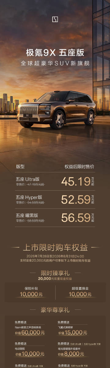 极氪 9x 五座版上市啦，早点出多好啊 我当时就买五座了<span c...