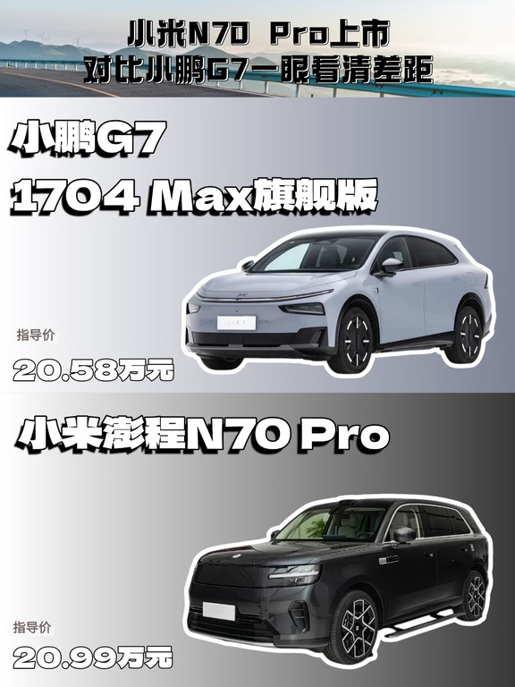 小米N70 Pro上市，拉出小鹏G7看看配置清单