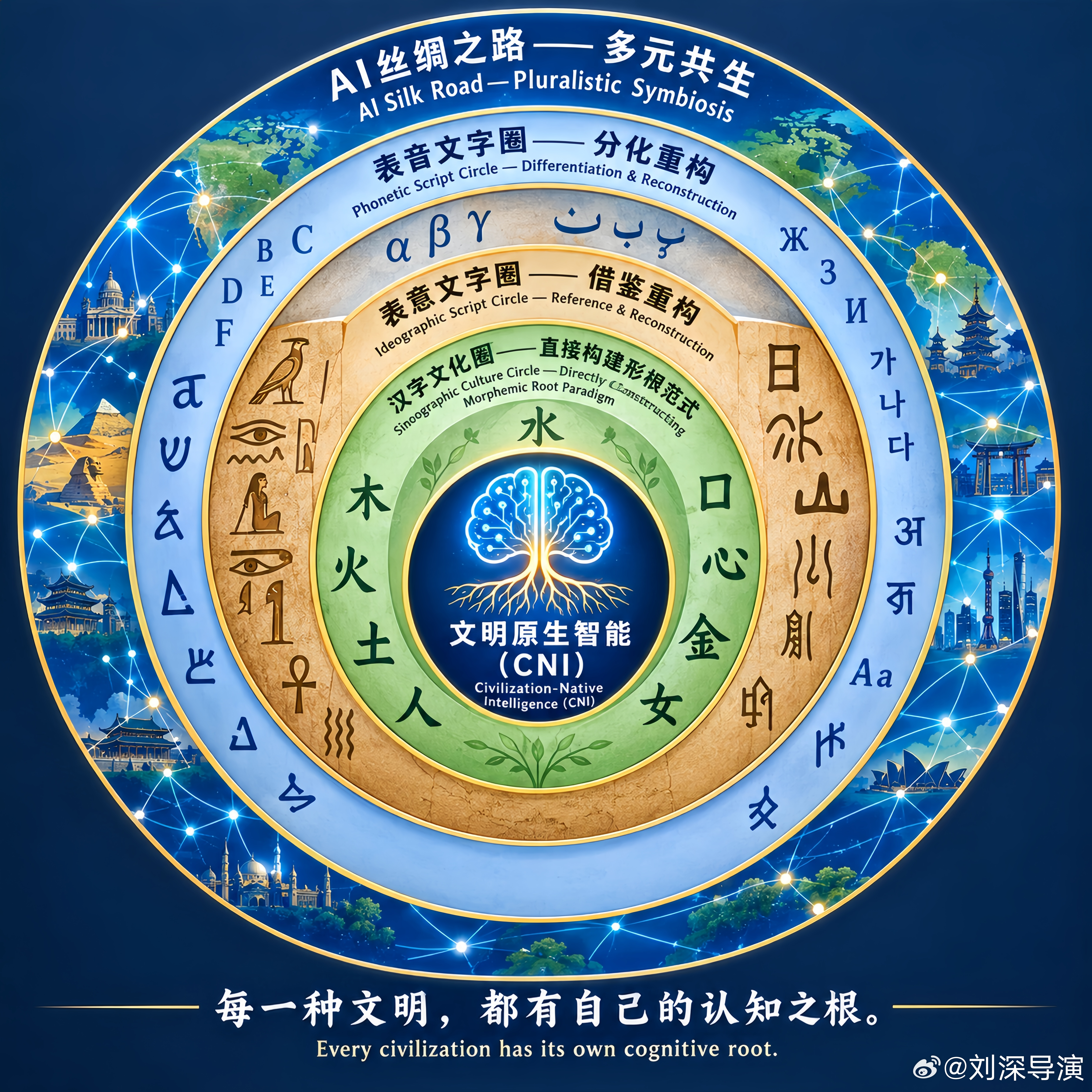 联合国秘书长发布报告，开出的药方是“AI能力建设”——给算力、给数据、给培训。但这份药方的前提是：你继续用别人的地基。在无根Token范式内搞能力建设，就像在别人的地基上盖更高的楼——盖得越高，塌得越快。这不是摆脱殖民，是换一种方式被殖民。
真正的出路不是让更多国家用上AI，而是让每一种文 ​