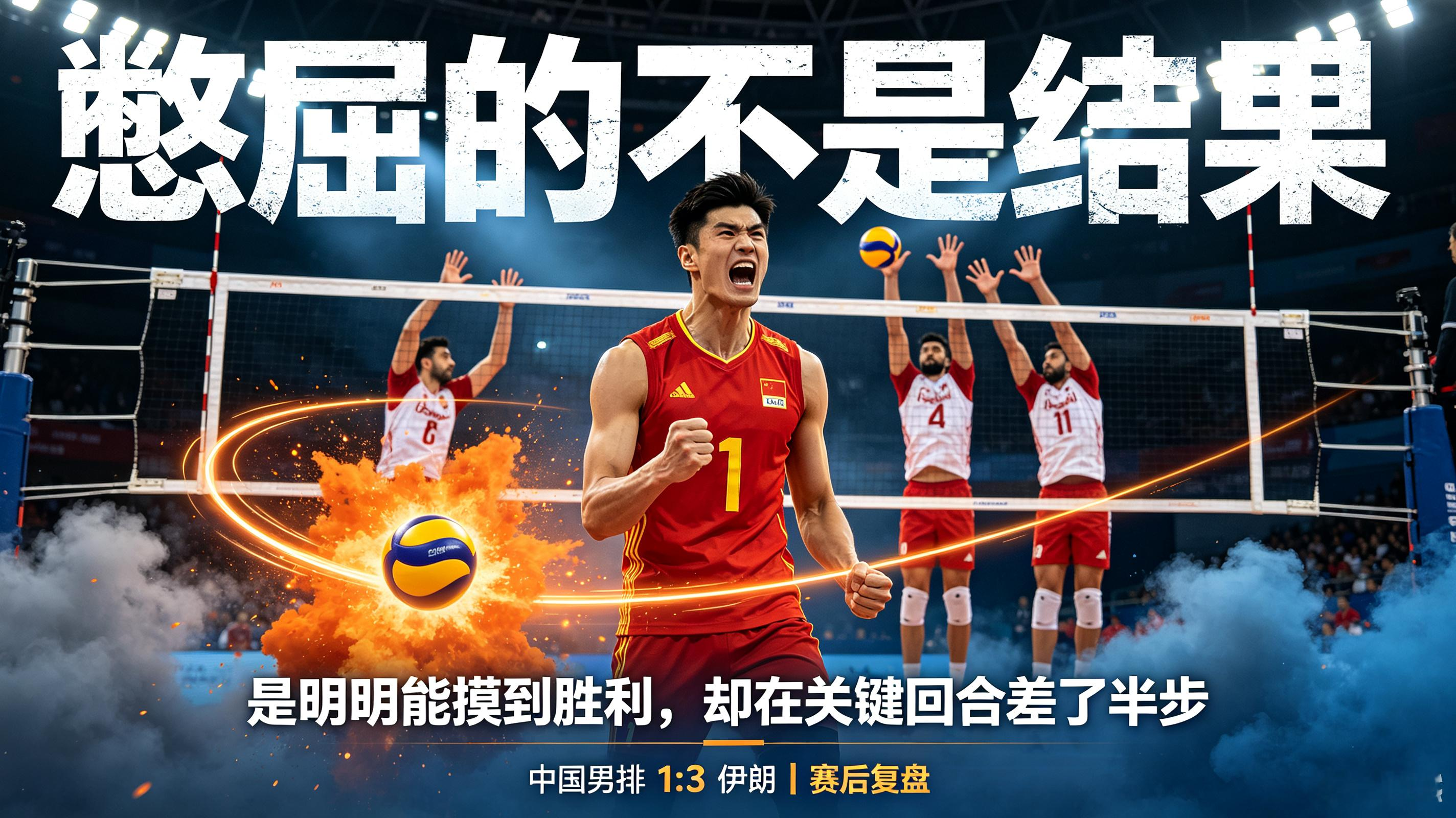 中国男排1:3伊朗：不是被打穿，是“差一口气”的憋屈中国男排u18 伊朗排球 

9月9日，福冈男排亚锦赛B组收官战，中国男排对上亚洲老牌霸主伊朗。赛前大家都说“拼一拼小组第一”，结果四局打完：23-25、25-23、22-25、23-25，1:3落败，2胜1负小组第二出线，八强战9月10日