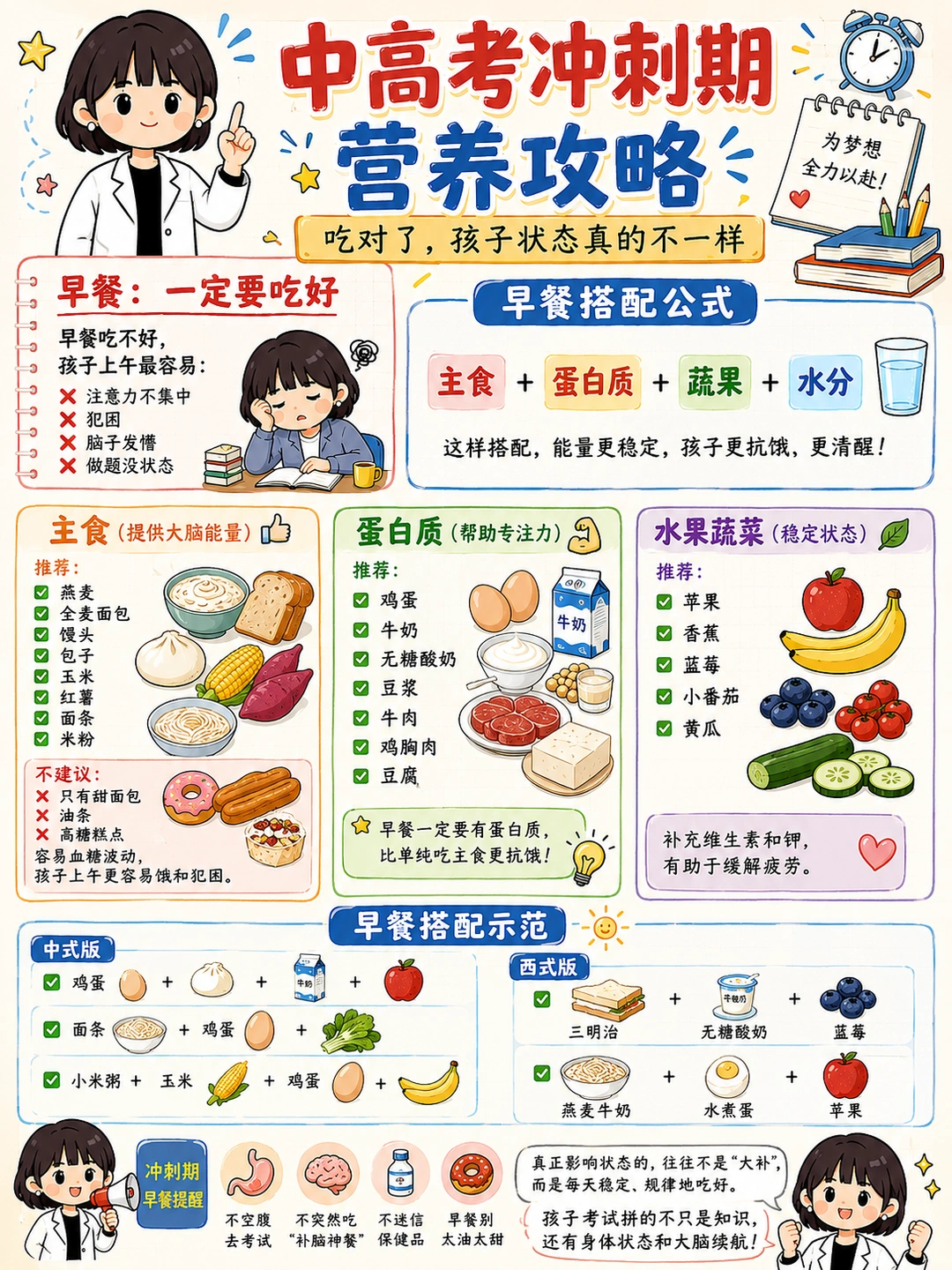 💡中高考冲刺期，三餐吃对了学习效率更好
