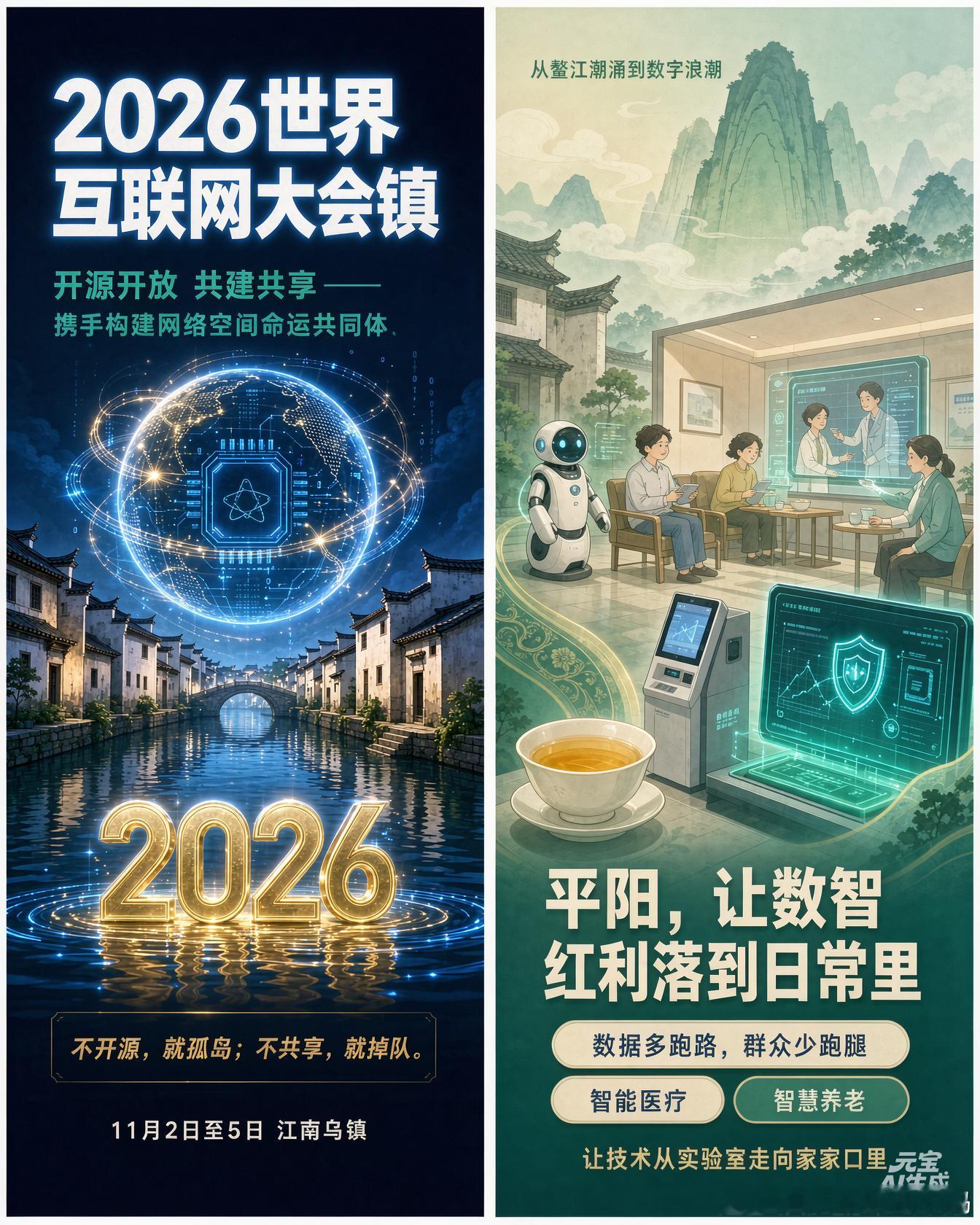 每年秋天，乌镇都会先一步撞上未来。

11.2–11.5，2026世界互联网大会乌镇峰会来了，主题八个字：开源开放，共建共享。🤝

AI下半场拼的不是谁参数大，是谁愿意把能力交出来、让更多人用得上。

今年有“人工智能乌镇对话”、27场分论坛、互联网之光博览会，还有机器人、具身智能、智能体互操作…… ​