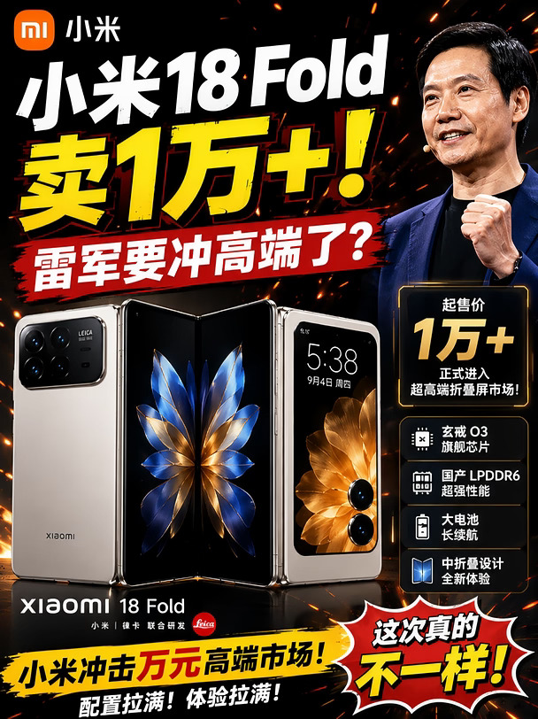 小米18 Fold卖1万+！雷军冲高端？