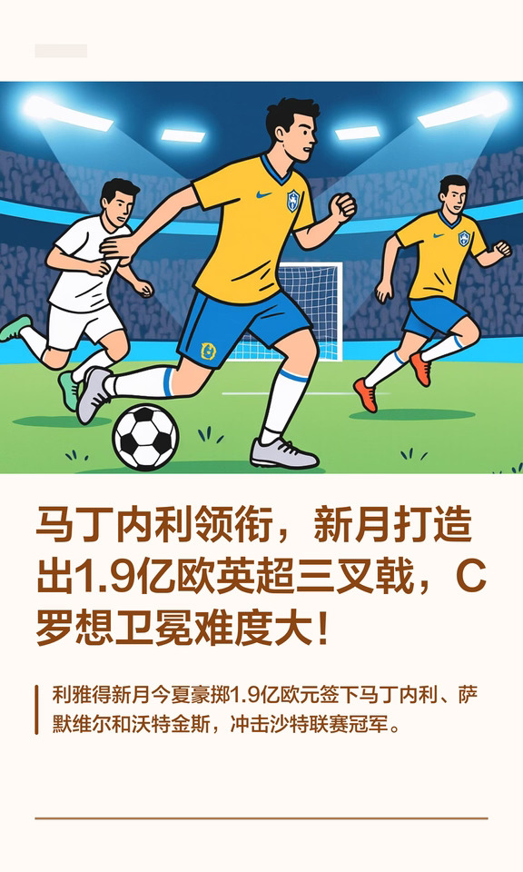 马丁内利领衔，新月打造1.9亿欧英超三叉戟