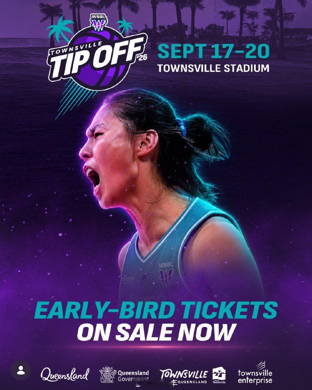 WNBL的墨尔本南部飞人女篮开始销售“早鸟票”，王思雨登上售票海报。 ​