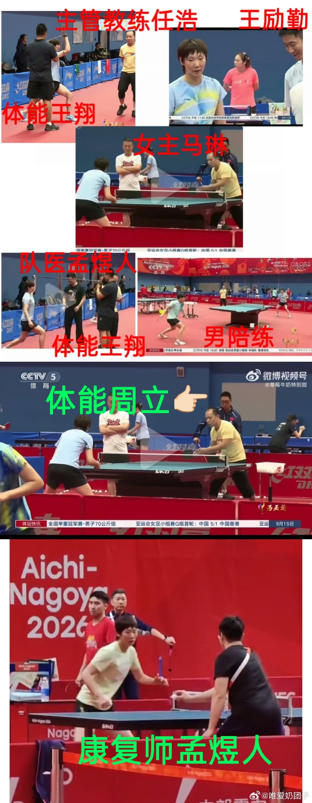 #2026年亚运会##王曼昱1比3朱雨玲# 567关怀备至！女主教练+教练双教练保障！男选手陪练！体能队医护航！还要怎么保障？ ​