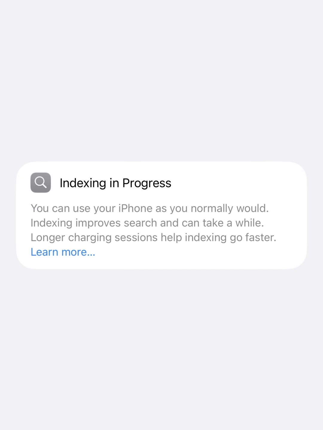 iOS27大家的Indexing in Progress消失了吗