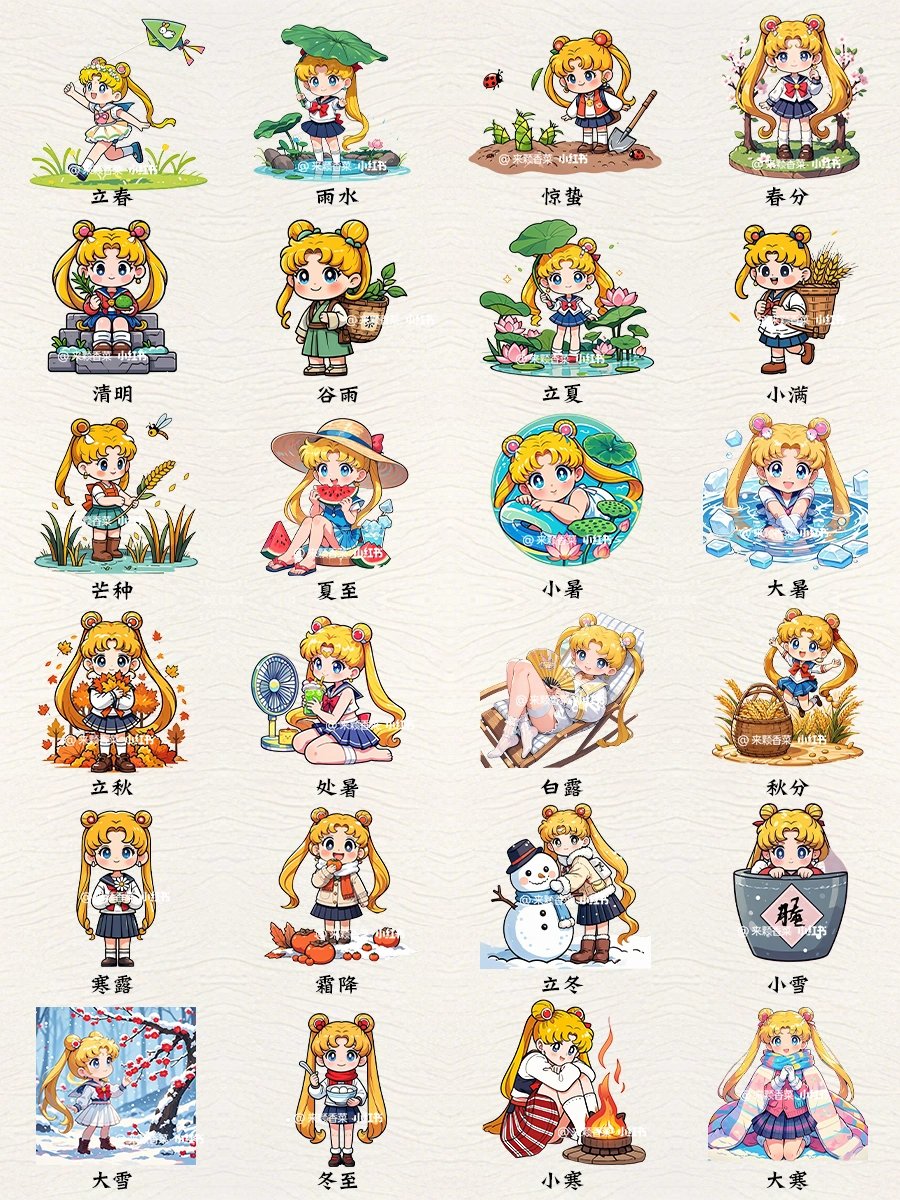 🌙可爱到爆的24节气月野兔头像大集合~！