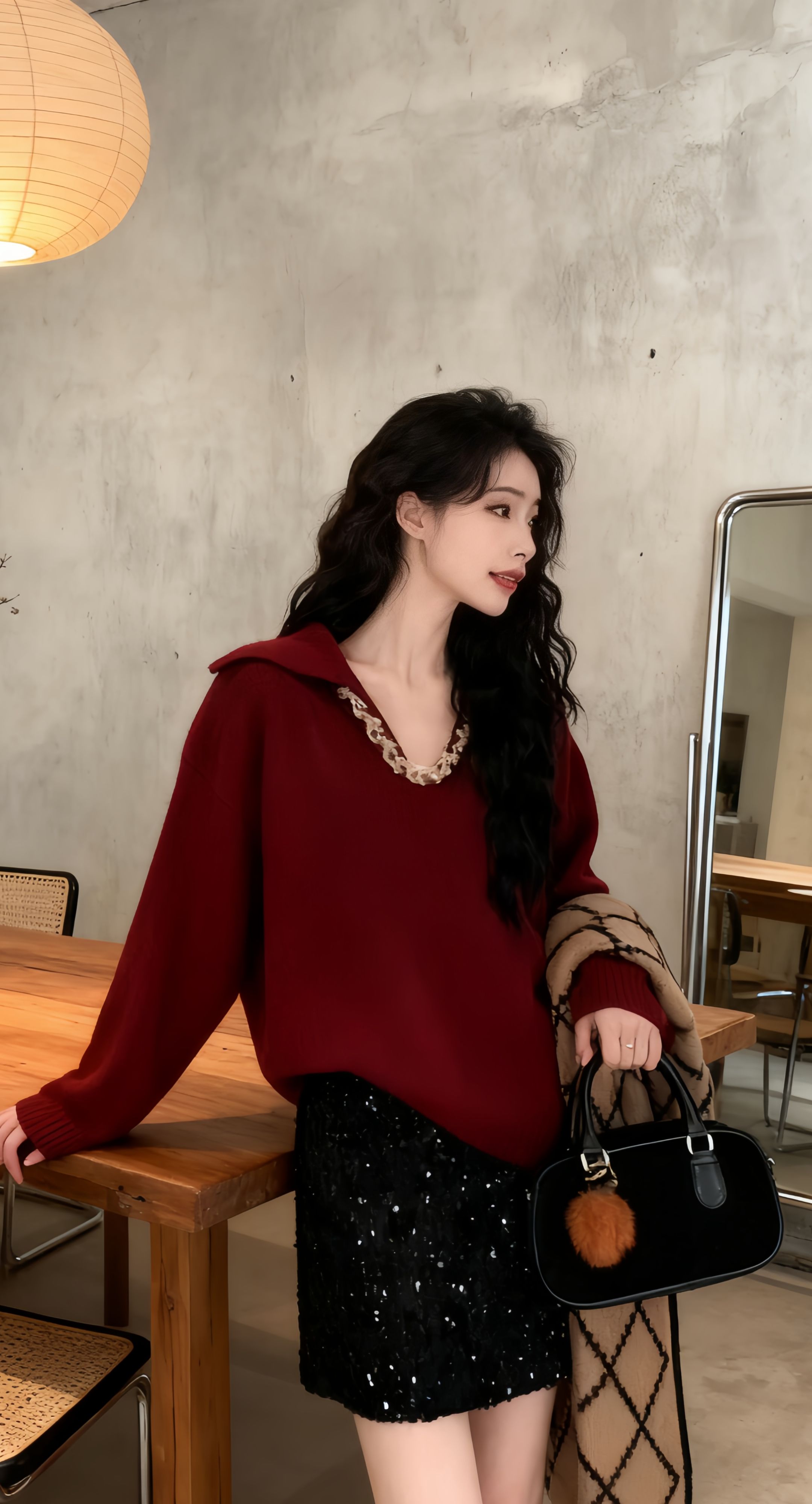 <p>日常搭配 优雅气质 红色系 名媛风 慵懒风套装 <!--{img...