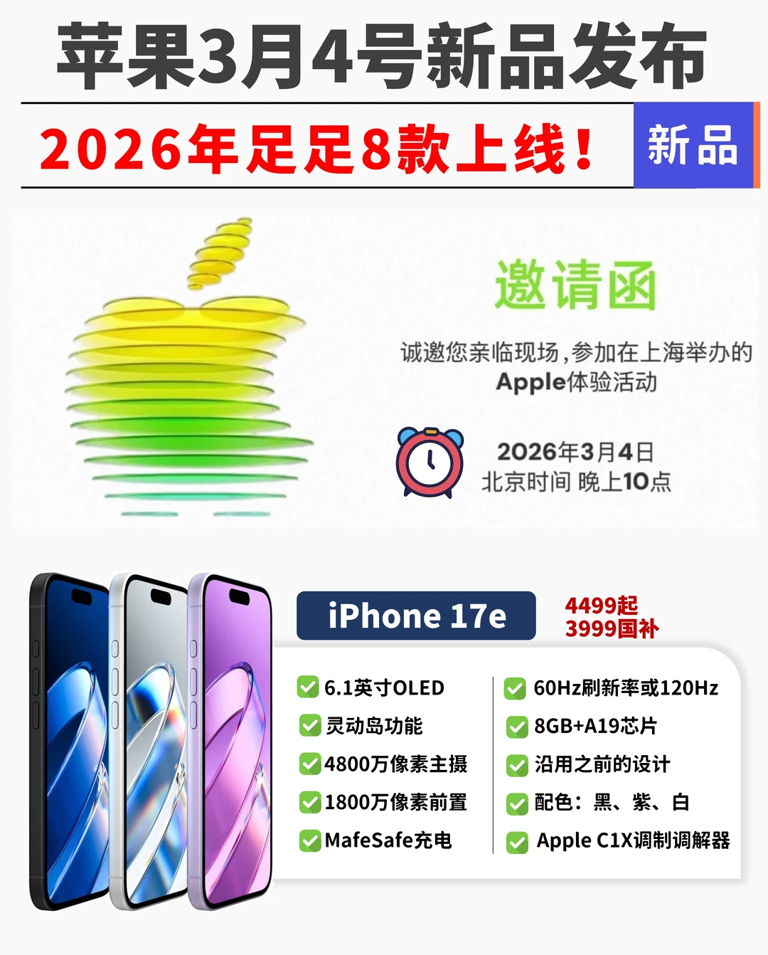 🍎3月4日苹果发布会！8款新品来了