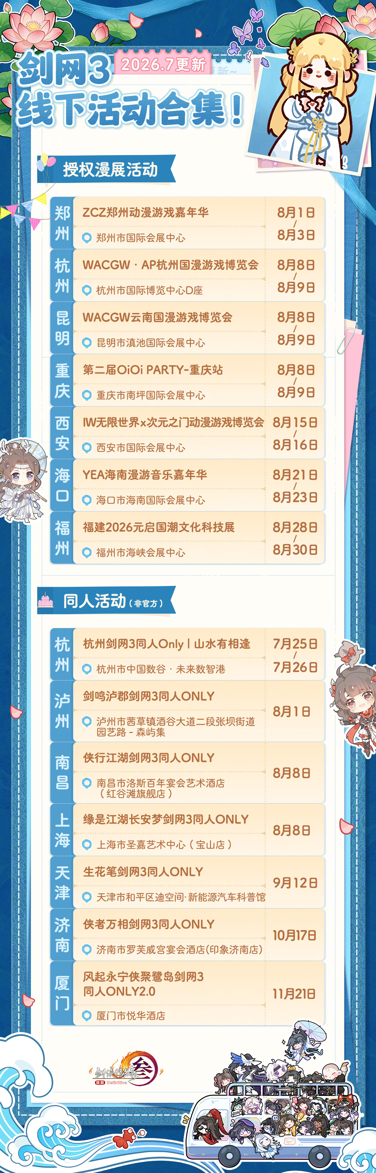盛夏同欢庆，8月线下活动合集来啦！转关抽【5000通宝】以下获得授权的...