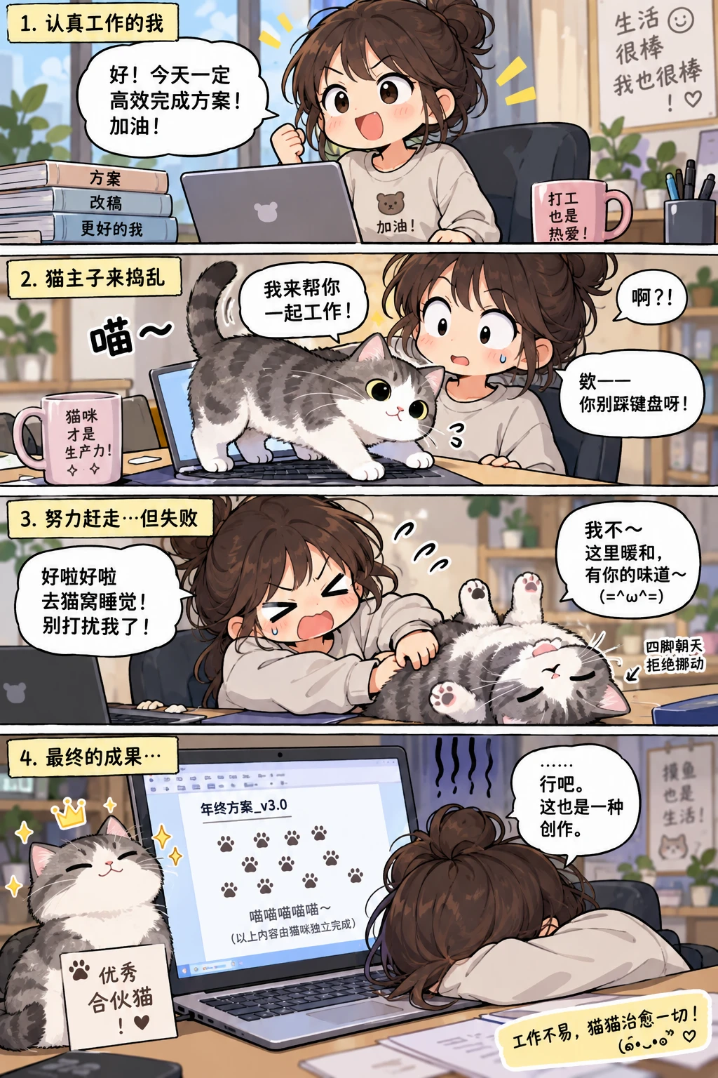 gpt image2.5 一句话直出四格漫画