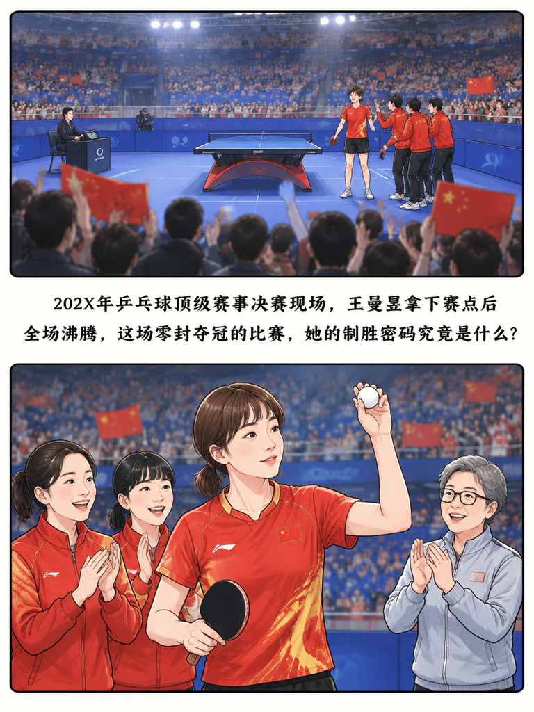 谁能想到，王曼昱40把佐藤瞳剃了光头夺冠？

赛前没人预料到这场碾压局，赛后邓亚萍的点评直接戳中赢球核心。

你知道王曼昱第一分为啥敢下死手吗？

又为啥能顶住佐藤瞳的反扑稳得像钉在球台边？

邓亚萍没说空泛技巧，全是赛前布好的局对旋转的精准拿捏围着中间打两边的死规则，偏偏把佐藤瞳逼到心态崩盘。