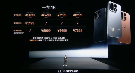 目前最便宜的骁龙8EE6手机来了，一加16发布，5699元起
	
12+256GB：5699元
12+512GB：6499元
16+512GB：7199元
16+1TB：8199元
	
---骁龙8 Elite Extreme Gen 6处理器，LPDDR5X Ultra、UFS 4.1
---6.78英寸OLED直屏，1.5K分辨率，185Hz LTPO刷新率，京东方BOE X4，3840Hz PWM调光+类DC
	
---后置200MP主摄（HPE，1/1.4英寸，OIS）+50MP超广角（OV50D40，1/2.88英寸）+50MP潜望长焦（IMX882，1/1.95英寸，3X，OIS），前置50MP（JN5），支持AF自动对焦
---9000mAh+100W有线+50W无线充电，厚8.55/8.45/8.50mm，重220g/217g（火星杰作）
	
---金属中框+玻璃/玻纤后盖
---NFC、红外遥控，3D超声波指纹，IP66/IP68/IP69/IP69K，AI键，对...