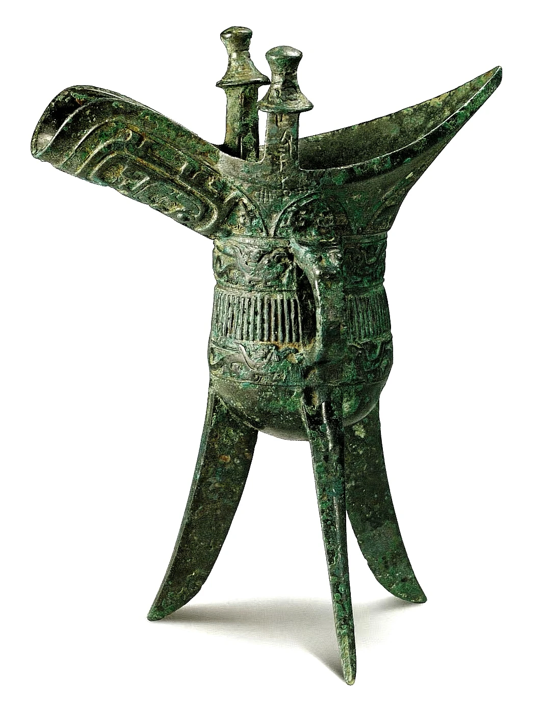 铭文铸在帽柱上的爵：父辛爵，西周中期。