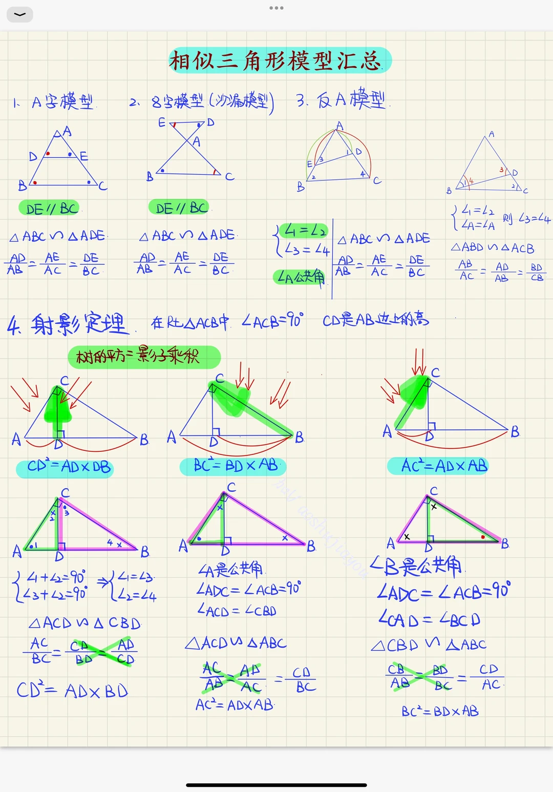 小学奥数比例模型 相似三角形 课堂笔记