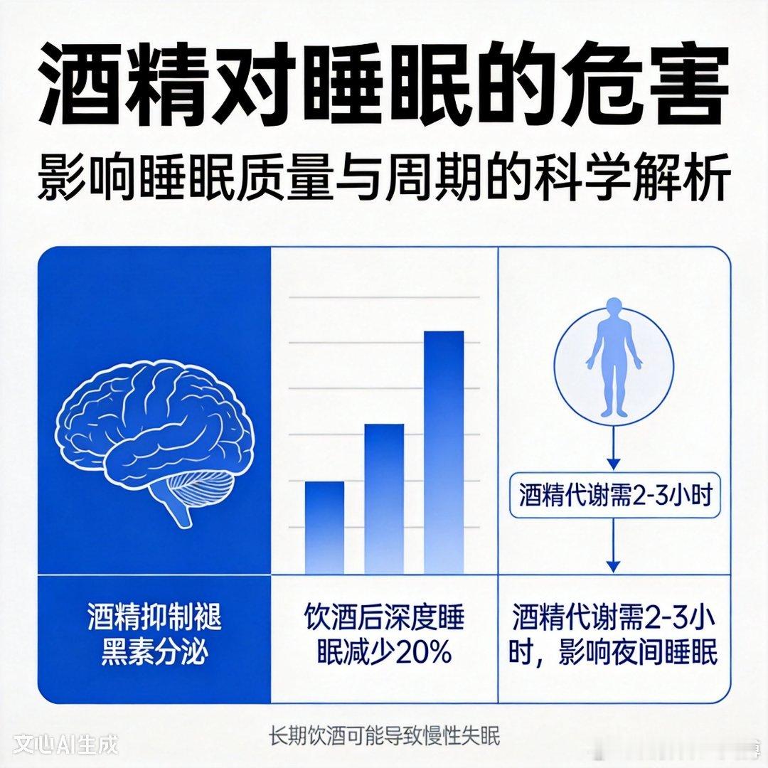 【当心喝酒偷走你的深睡眠】
“睡前一杯，有助安睡”是许多人的生活经验。不过，酒精虽能加快入眠速度，实则会掠夺深度睡眠，持续影响日间精神状态，长期更会损害身体健康。
睡眠监测可见，酒后睡眠脑电波形出现异常，深睡眠时间明显缩减。即便卧床时长达到八小时，大脑与身体依旧无法完成充分修复，晨 ​