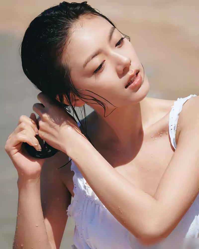 8岁演到24岁，赵今麦终于把甜妹这层皮撕了。
你看看她这几年的路子。别人靠红毯硬凹性感，她跑去中戏考了个全国第一，文化课524。别人忙着炒CP，她15岁在《流浪地球》剧组，每天穿40斤防护服，一拍10小时。一声不吭。
这次海边大片，肌肉线条骗不了人。不是饿出来的纸片人，是实打实练出来的紧致。《开