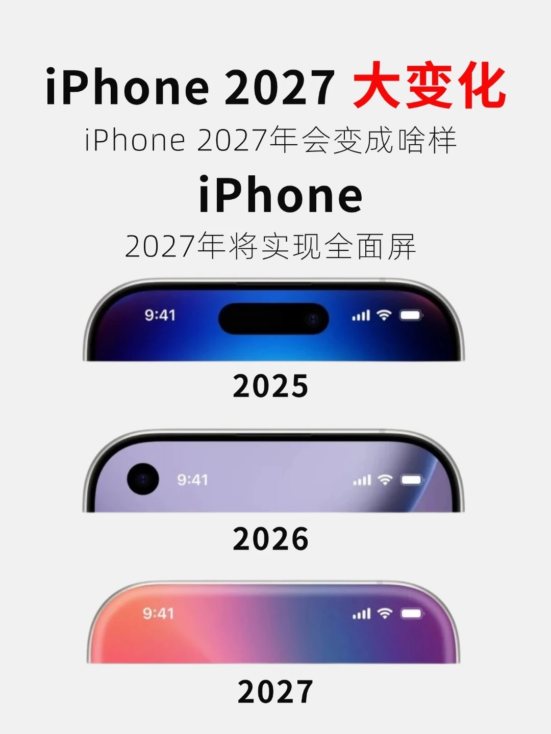 iPhone2027大变样‼️全面屏是大趋势‼️