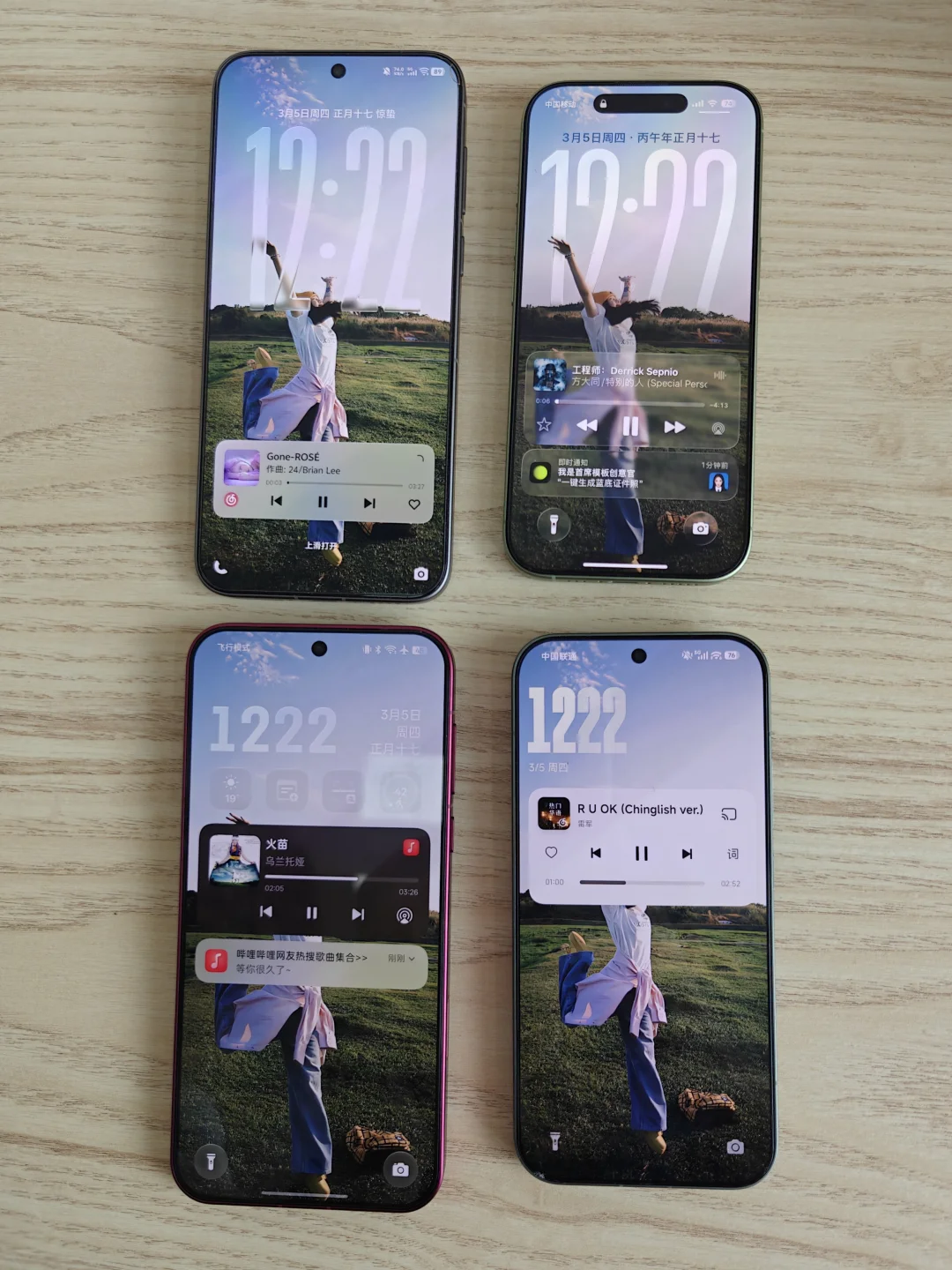 各手机锁屏对比，你喜欢通知在上面还是下面