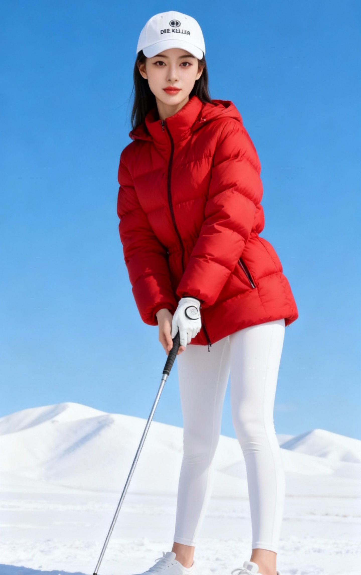 冬日雪场，红衣白帽的滑雪少女简直是一道亮丽风景，青春活力满到要溢出屏幕...