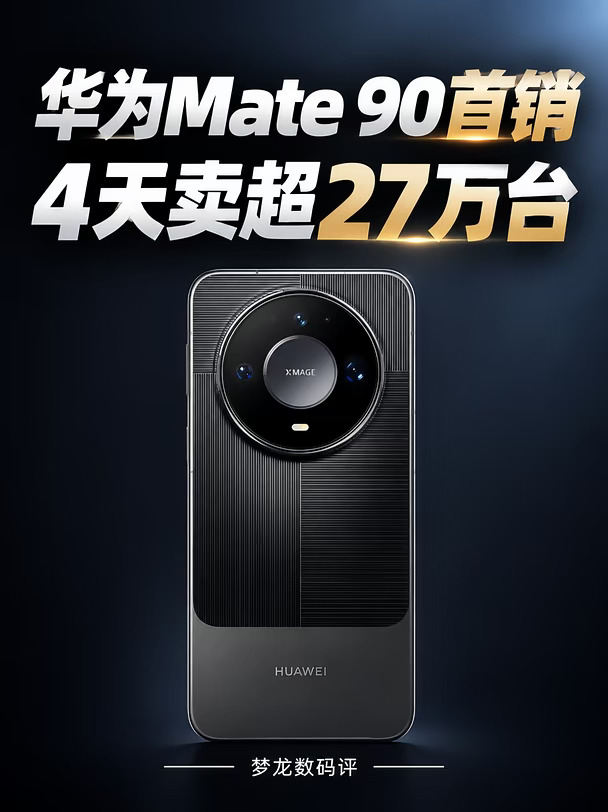 华为Mate 90首销4天卖超27万台！