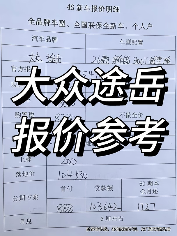 大众途岳✨家用SUV惊喜报价更新