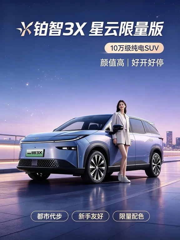 💜星云限量｜10w级高颜值电车！铂智3X戳中少