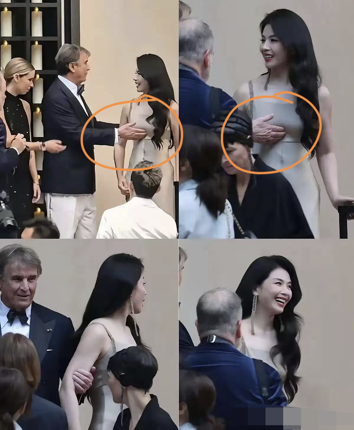 钱难挣，SHI难吃！

刘涛这样的大咖，

也是遇见咸猪手了！可见娱乐圈现在赚个钱有多难！

最近刘涛在参加商务活动时，被品牌创始中抓着手臂不放手。

碍于情面，刘涛忍的也很辛苦。

品牌方的手都差点摸胸！刘涛也仍然陪着笑。

但凡现在内娱有好本子来找刘涛，她也不至于一年都没有进组拍戏了！

现在她