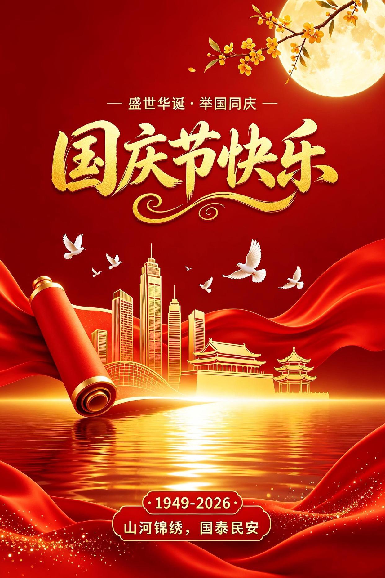 ²⁰²⁶/₁₀.₀₁ᵕ̈ᴳᵒᵒᵈ ᵐᵒʳⁿⁱⁿᵍ️️️️️️ ️国庆节🇨🇳

今天是10月1日，星期四，早安！  放假
十月的第一条祝福，想和你一起迎接这个特别的日子。     国庆假期都有什么啊       请3休13的人现在都到哪里了     无心上班只想为祖国母亲庆生     聚是写字楼 散是满地球    公司取 ​